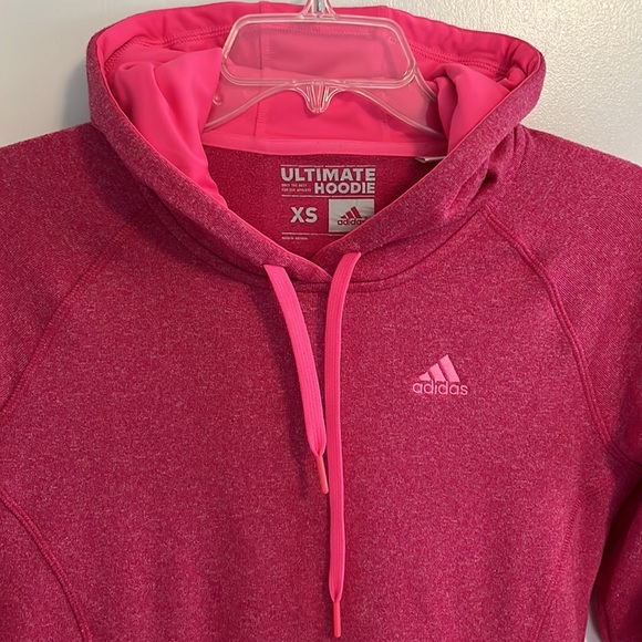Adidas 3 Stripes Heather Pink Ultimate Hoodie - Picture 5 of 9